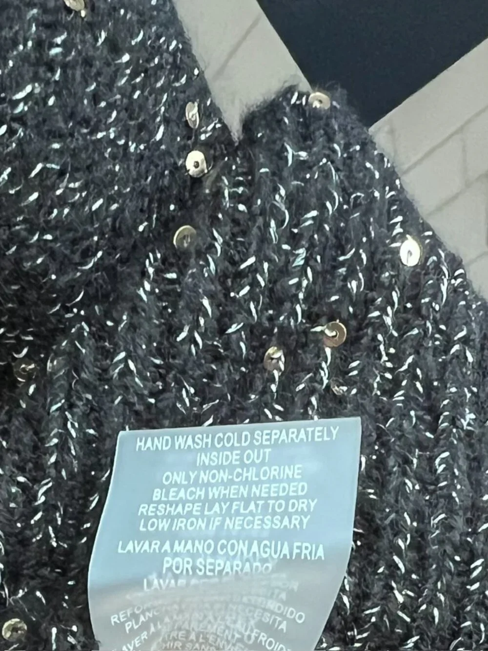NWT Karl Lagerfeld Black Gold Sparkle Long Sleeve Sweater Large